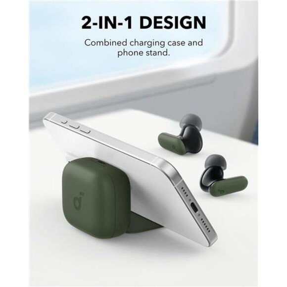 Wireless Earbuds Noise Cancelling Bluetooth 45H Playtime Mic Green IP54 Case - Picture 5 of 7